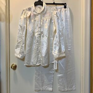Miss Elaine Ivory Poly Cotton Blend 2Pc Pajama Set - Size L - New With Tags